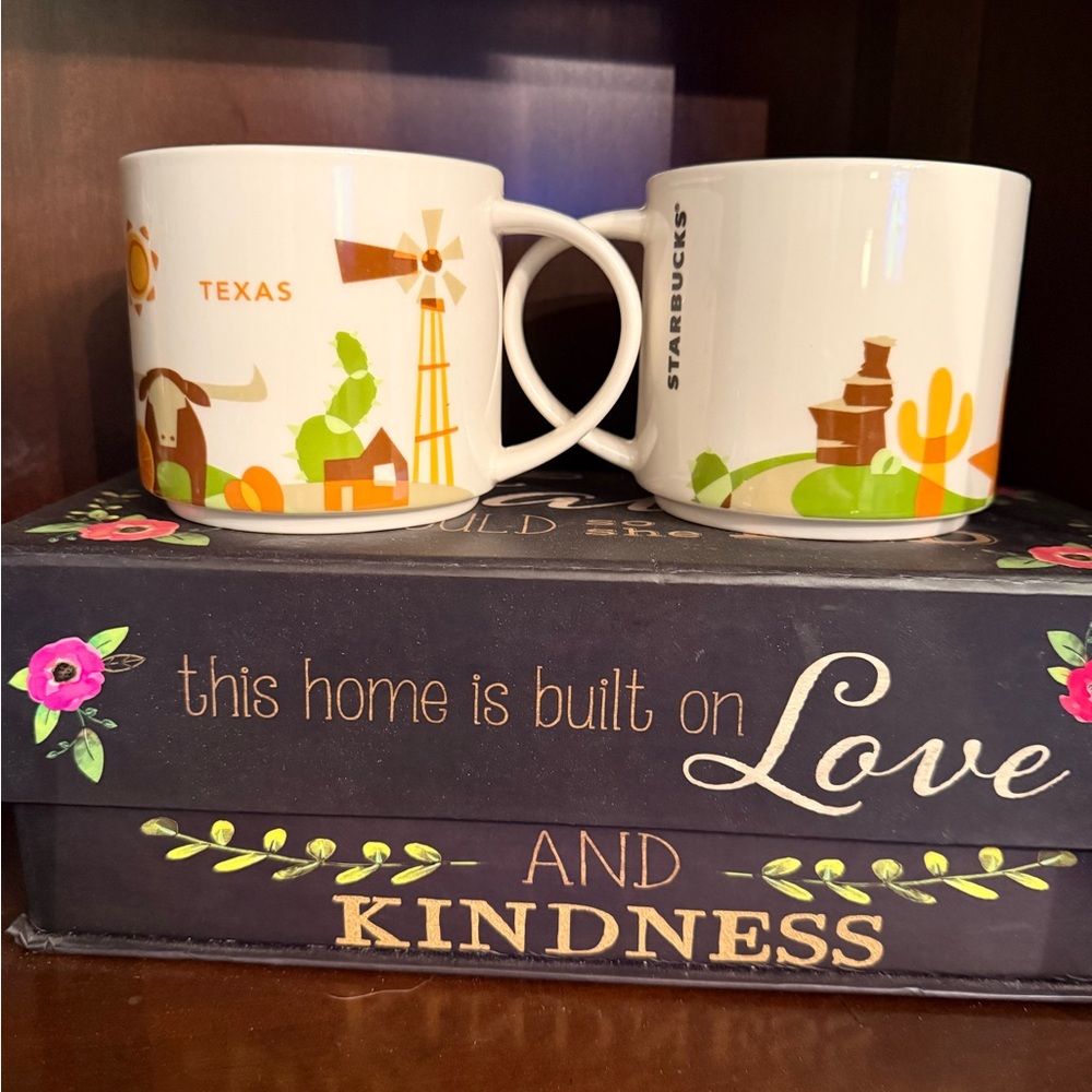 EUC 2 Starbucks Texas State Mug Retired Wish You Are Here Collection 2017